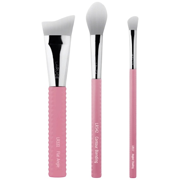 Laruce Beauty 3 piece pink contour brush set with limited edition pouch NEW - Picture 10 of 11